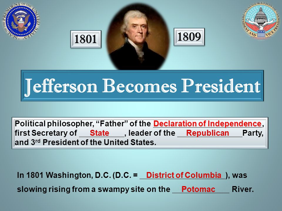 Jefferson Becomes President In 1801 Washington, D.C.