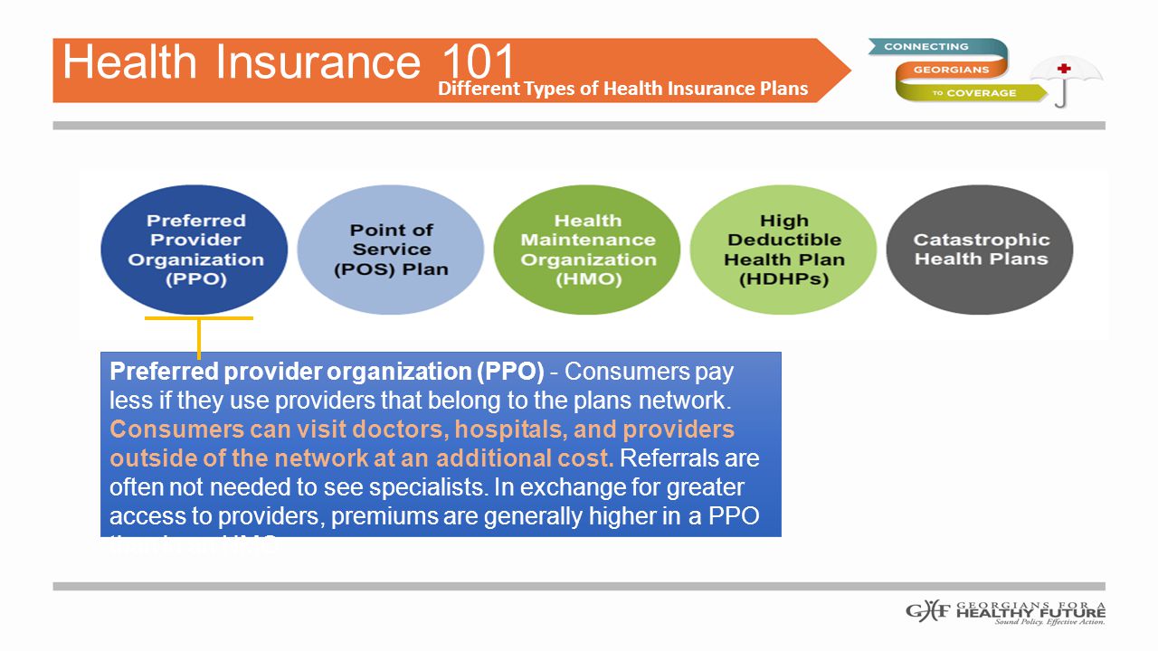 Preferred provider organization (PPO) - Consumers pay less if they use providers that belong to the plans network.