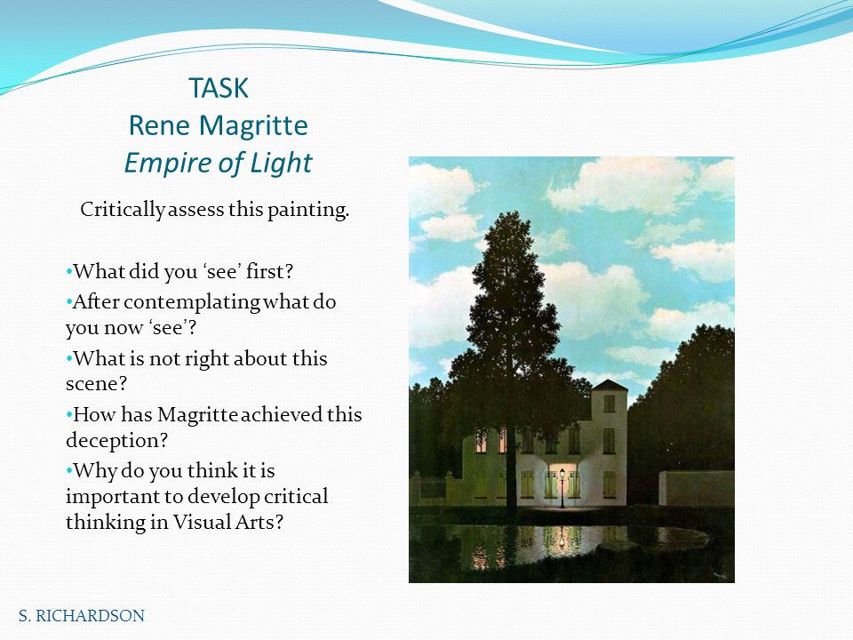 TASK Rene Magritte Empire of Light Critically assess this painting.
