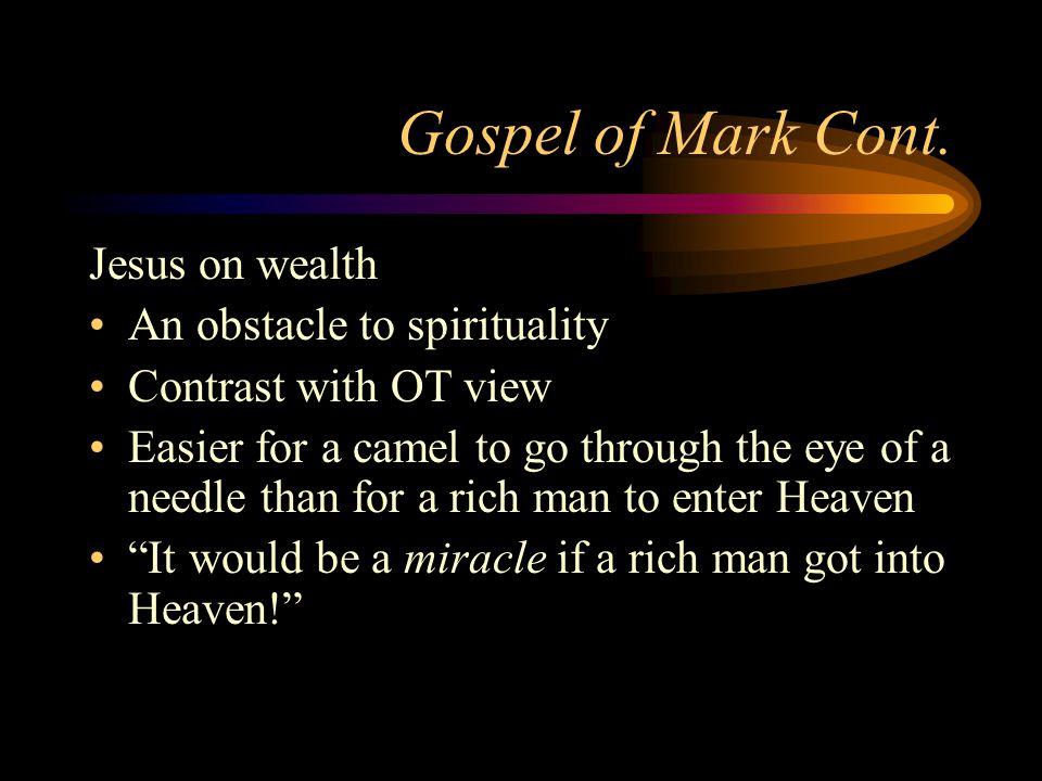 Gospel of Mark Cont.