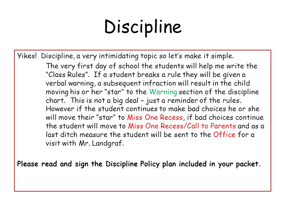 Discipline Yikes. Discipline, a very intimidating topic so let’s make it simple.