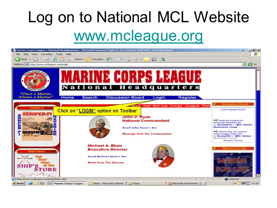 Log on to National MCL Website     Click on LOGIN option on Toolbar