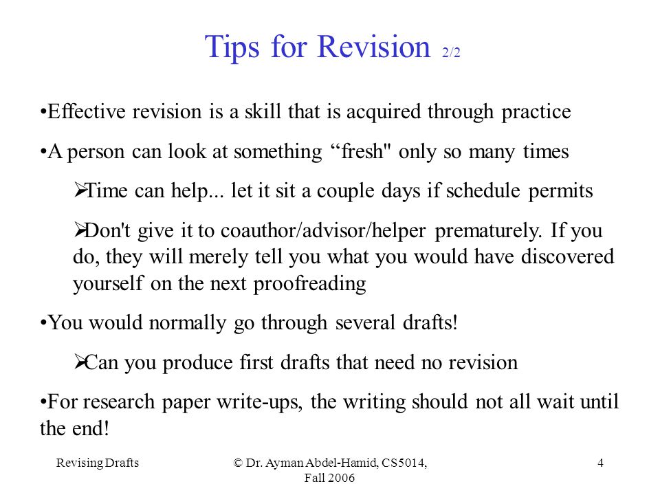 Revising Drafts© Dr.