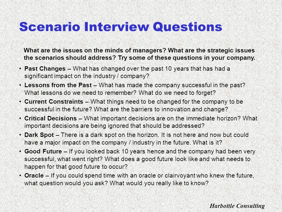 scenario questions for interview