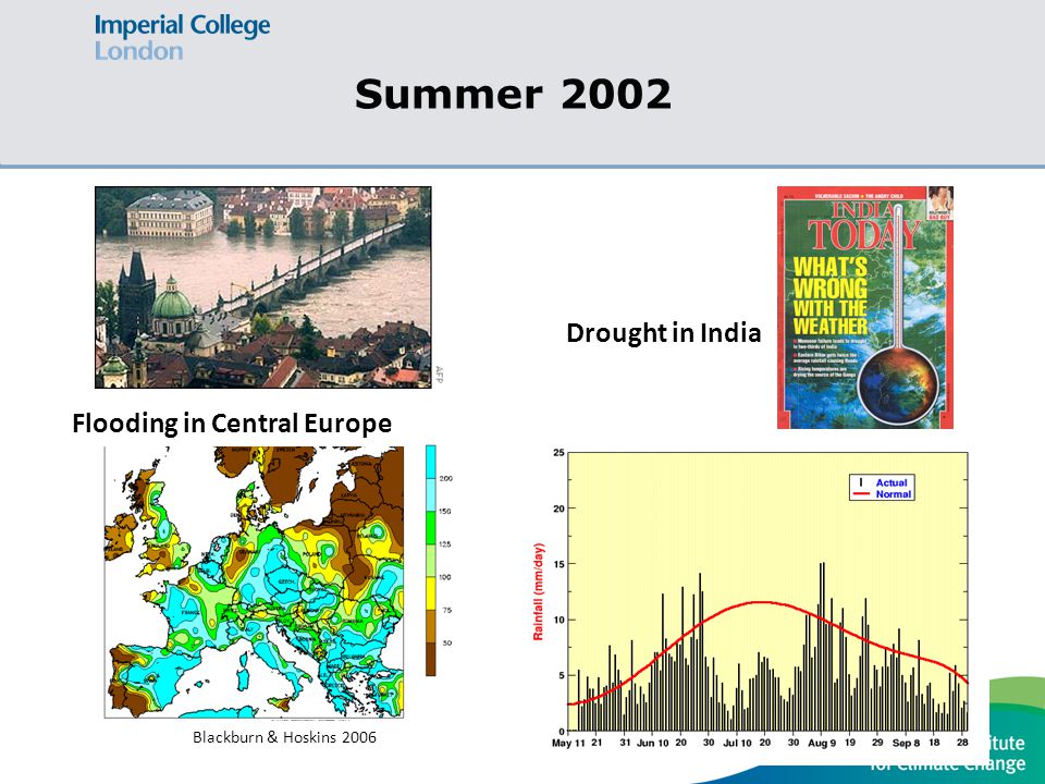 Flooding in Central Europe Drought in India Summer 2002 Blackburn & Hoskins 2006