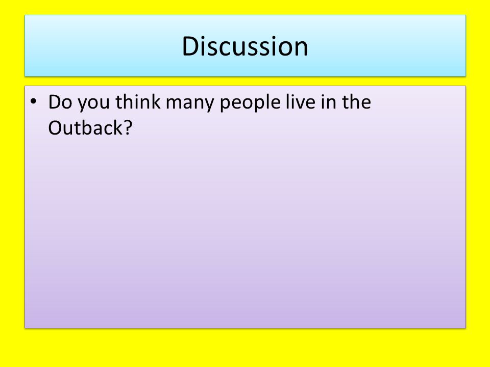 Discussion Do you think many people live in the Outback