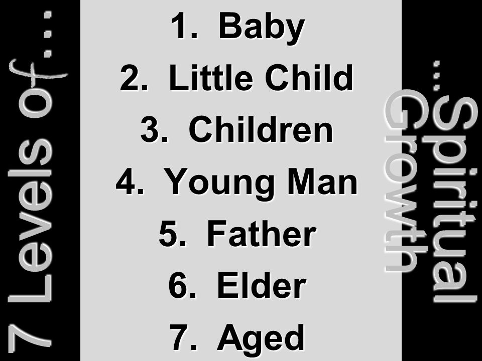 1. Baby 2. Little Child 3. Children 4. Young Man 5.