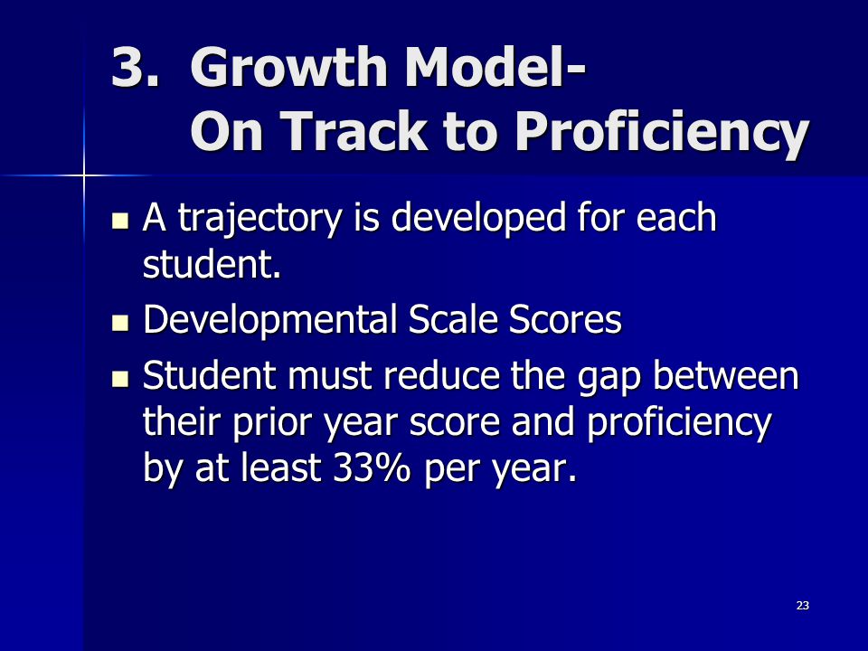 23 3.Growth Model- On Track to Proficiency A trajectory is developed for each student.