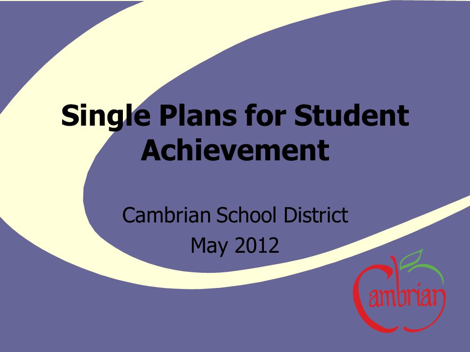 Single Plans for Student Achievement Cambrian School District May 2012