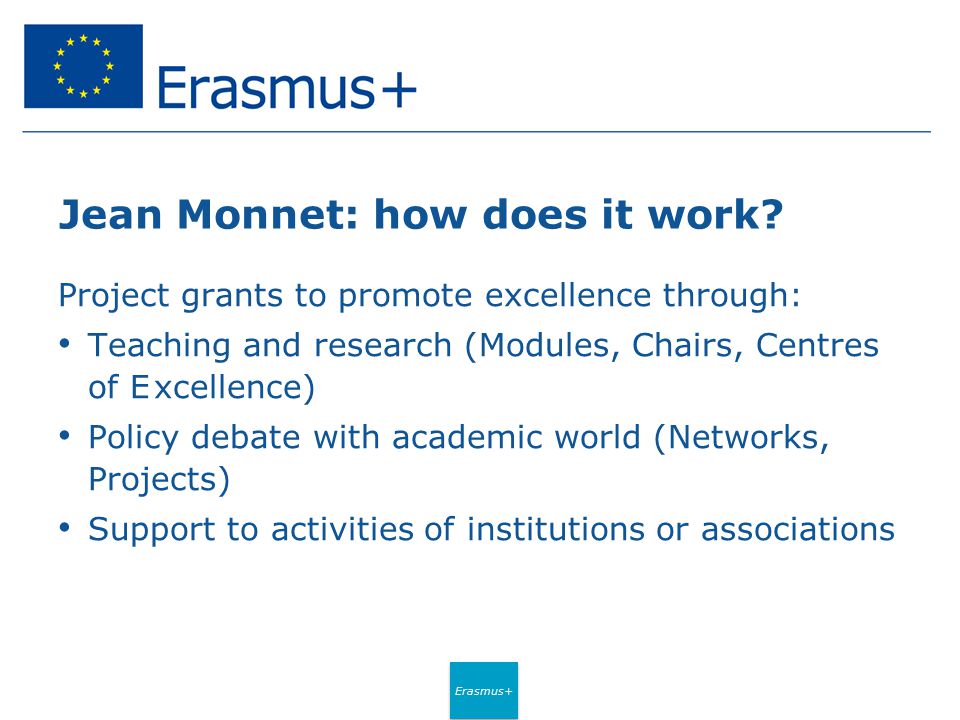 Erasmus+ Jean Monnet: how does it work.