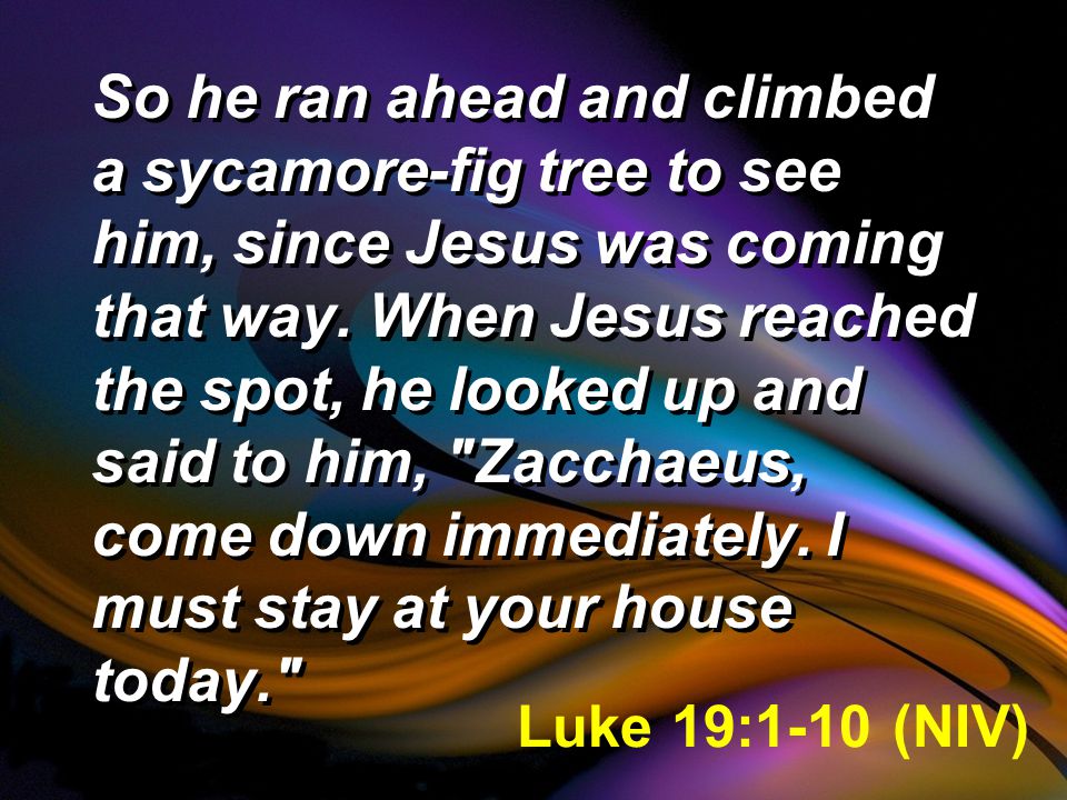 So he ran ahead and climbed a sycamore-fig tree to see him, since Jesus was coming that way.