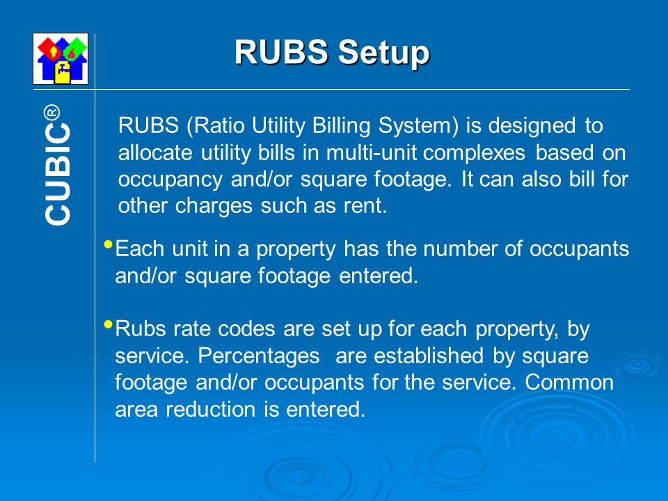 RUBS Setup Each unit in a property has the number of occupants and/or square footage entered.