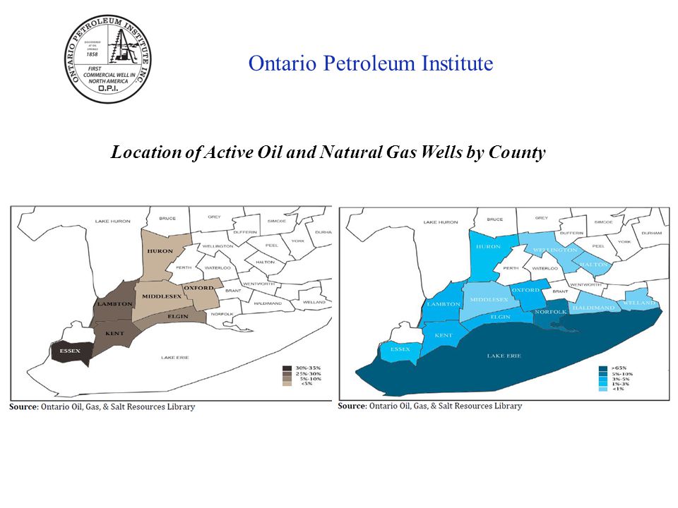 Ontario Petroleum Institute Location of Active Oil and Natural Gas Wells by County