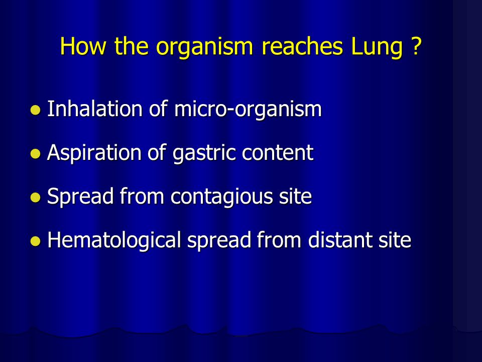 How the organism reaches Lung .