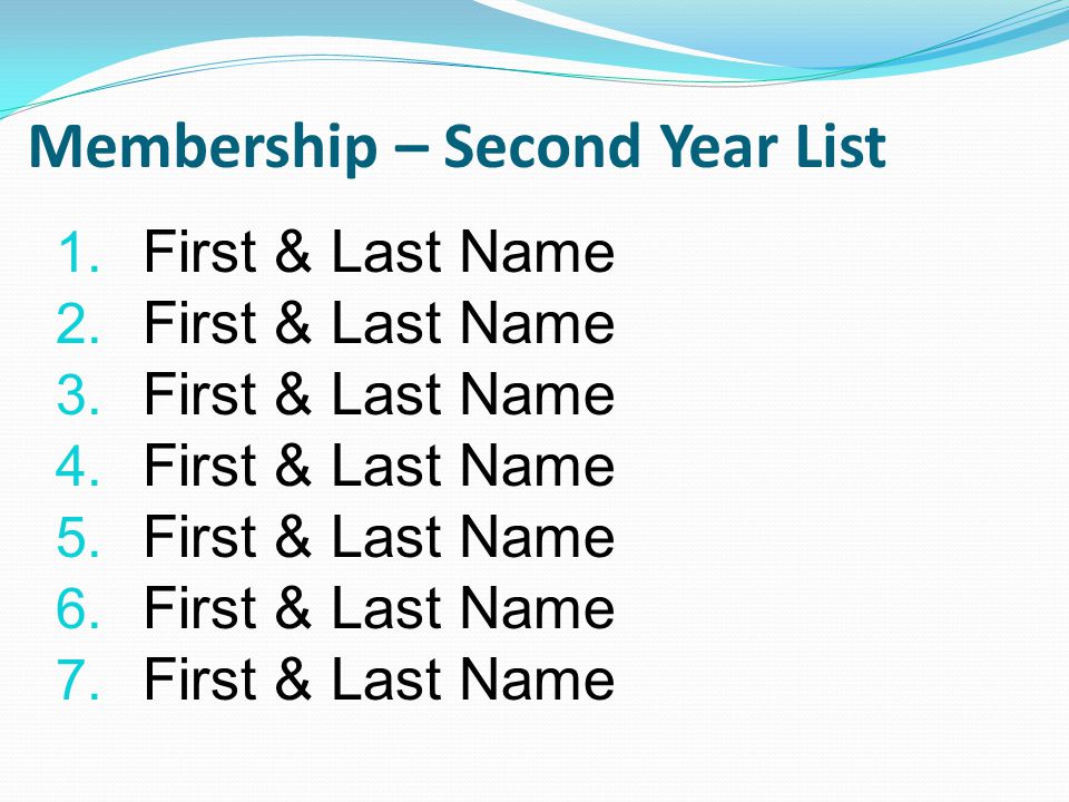 Membership – Second Year List 1. First & Last Name 2.