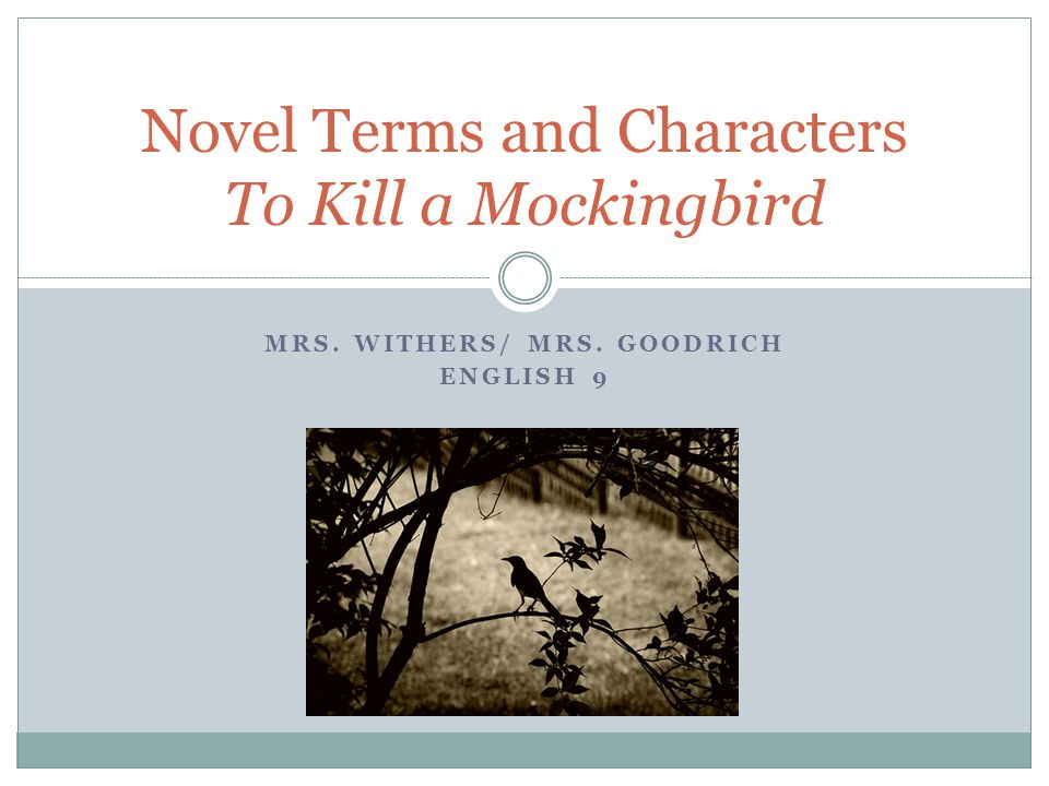 MRS. WITHERS/ MRS. GOODRICH ENGLISH 9 Novel Terms and Characters To Kill a Mockingbird