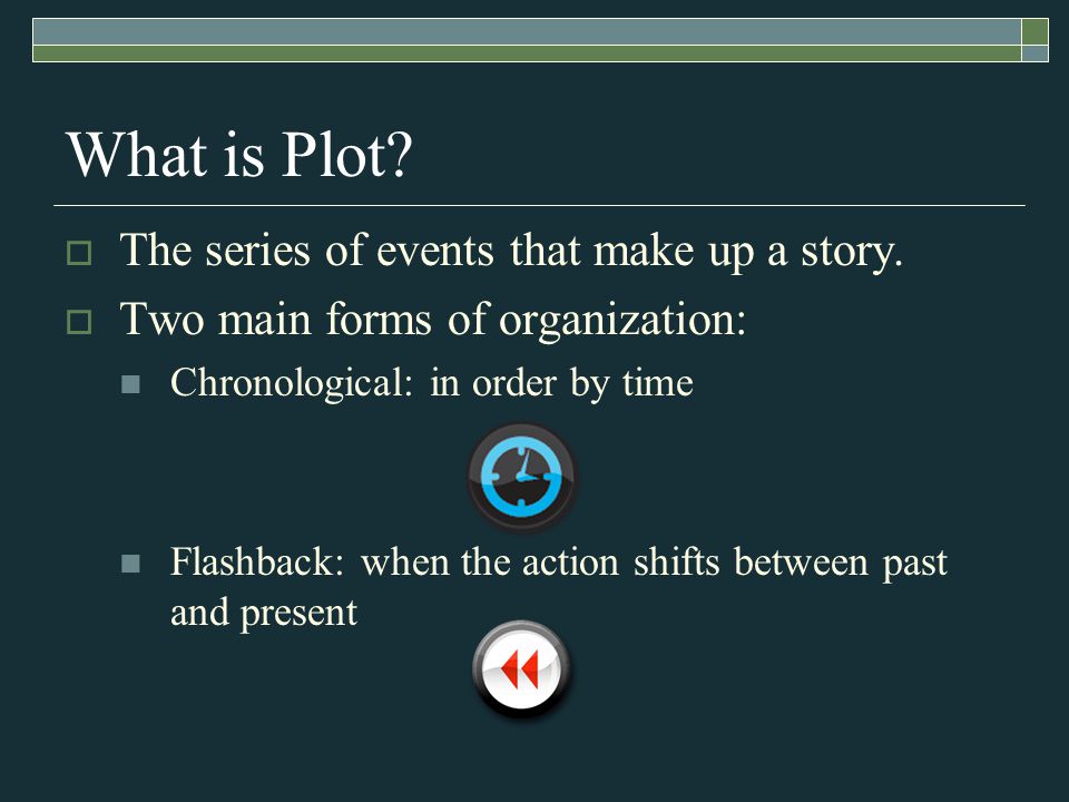 What is Plot.  The series of events that make up a story.