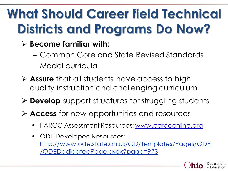 What Should Career field Technical Districts and Programs Do Now.