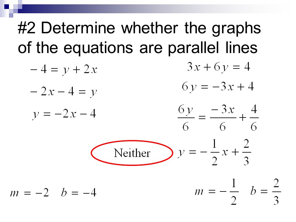 #2 Determine whether the graphs of the equations are parallel lines