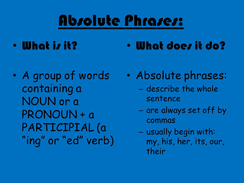 Absolute Phrases: What is it.