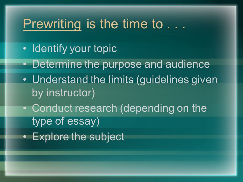 Prewriting is the time to...