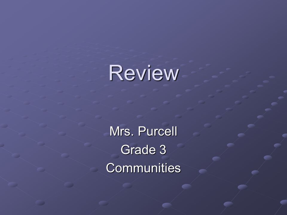 Review Mrs. Purcell Grade 3 Communities