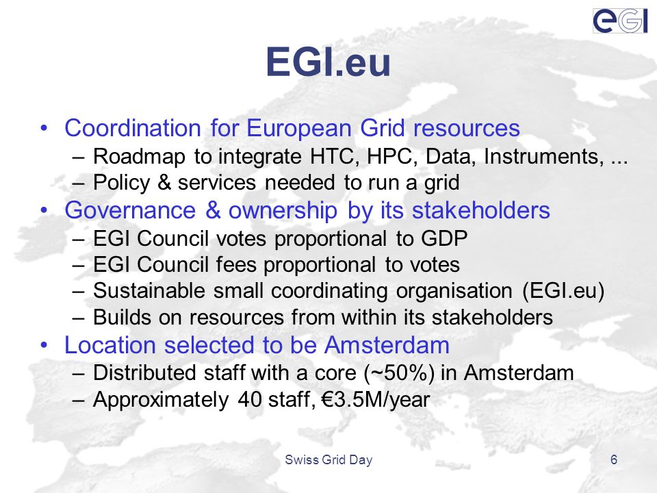 EGI.eu Coordination for European Grid resources –Roadmap to integrate HTC, HPC, Data, Instruments,...