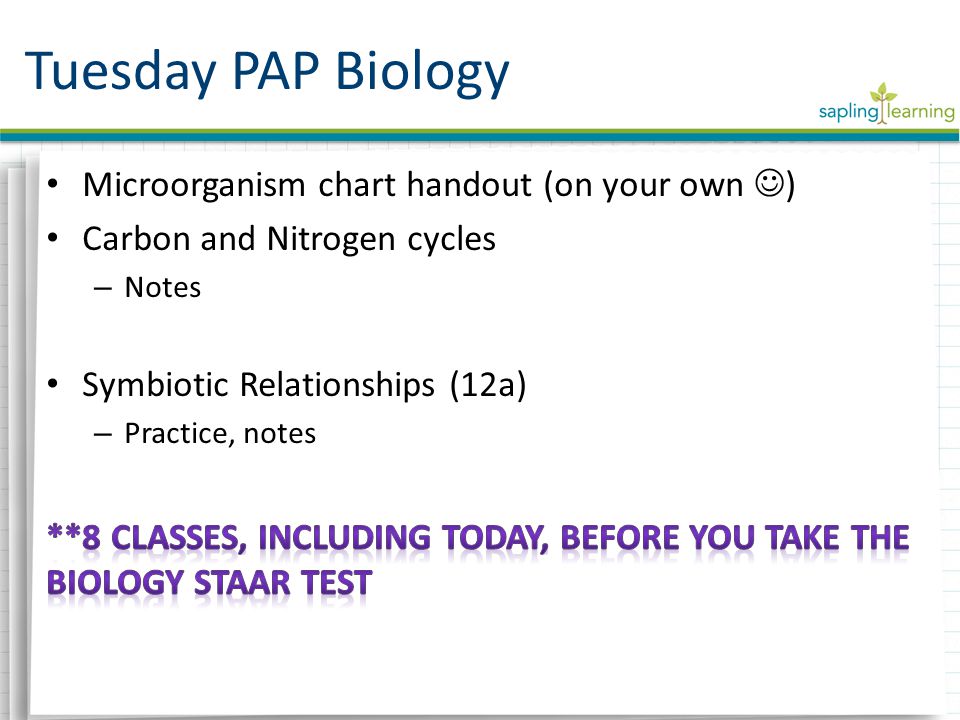 Tuesday PAP Biology
