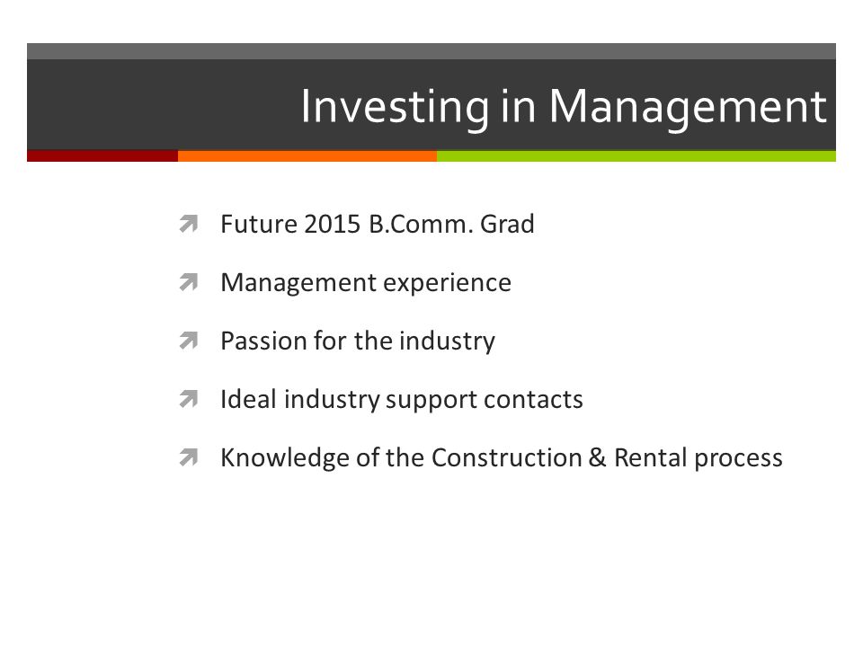 Investing in Management  Future 2015 B.Comm.