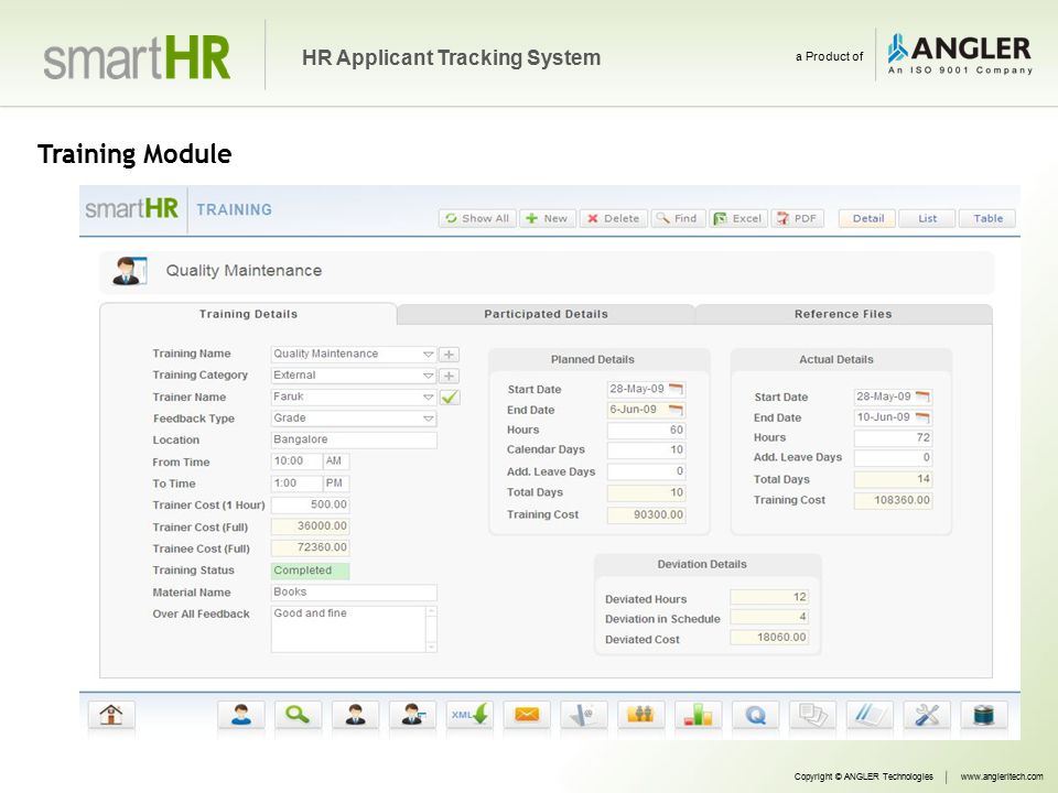Training Module Copyright © ANGLER Technologieswww.angleritech.com HR Applicant Tracking System a Product of