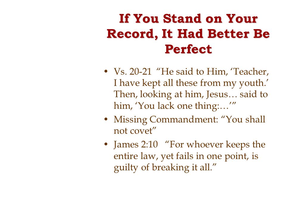 If You Stand on Your Record, It Had Better Be Perfect Vs.