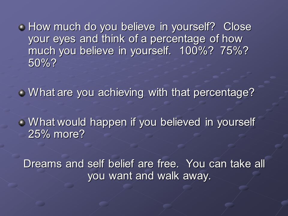 How much do you believe in yourself.