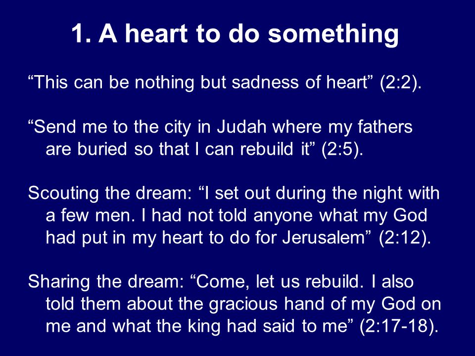 1. A heart to do something This can be nothing but sadness of heart (2:2).