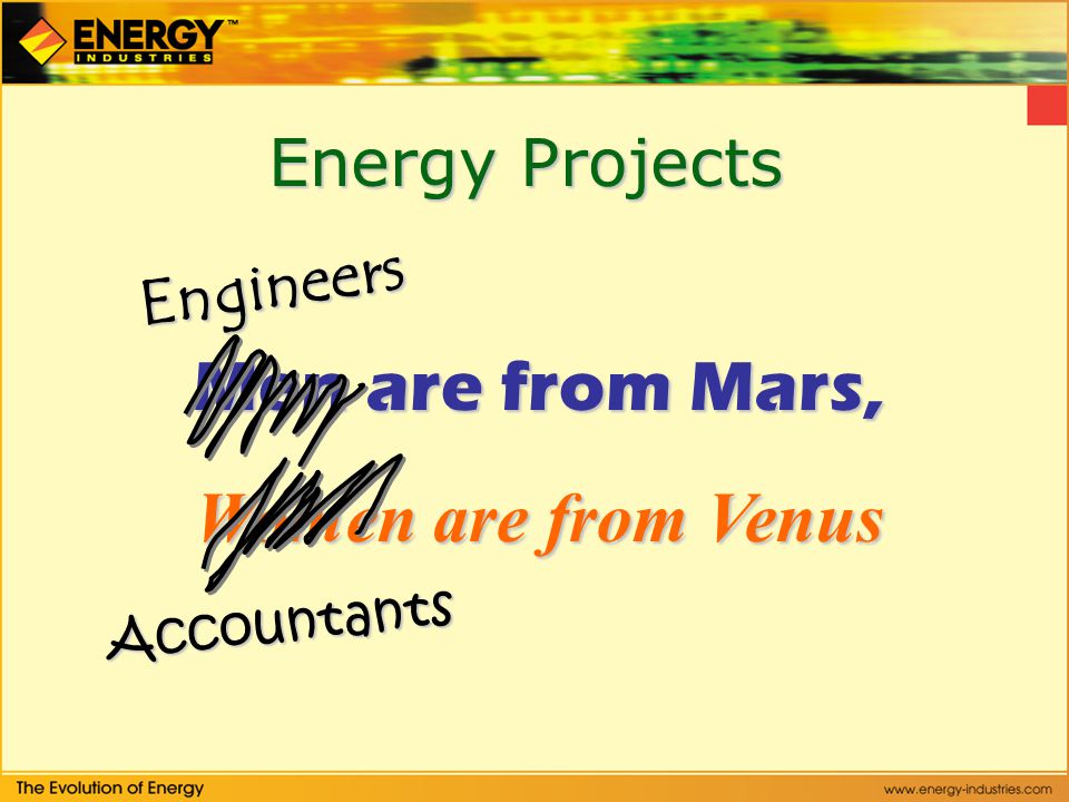 Energy Projects Men are from Mars, Women are from Venus Engineers Accountants