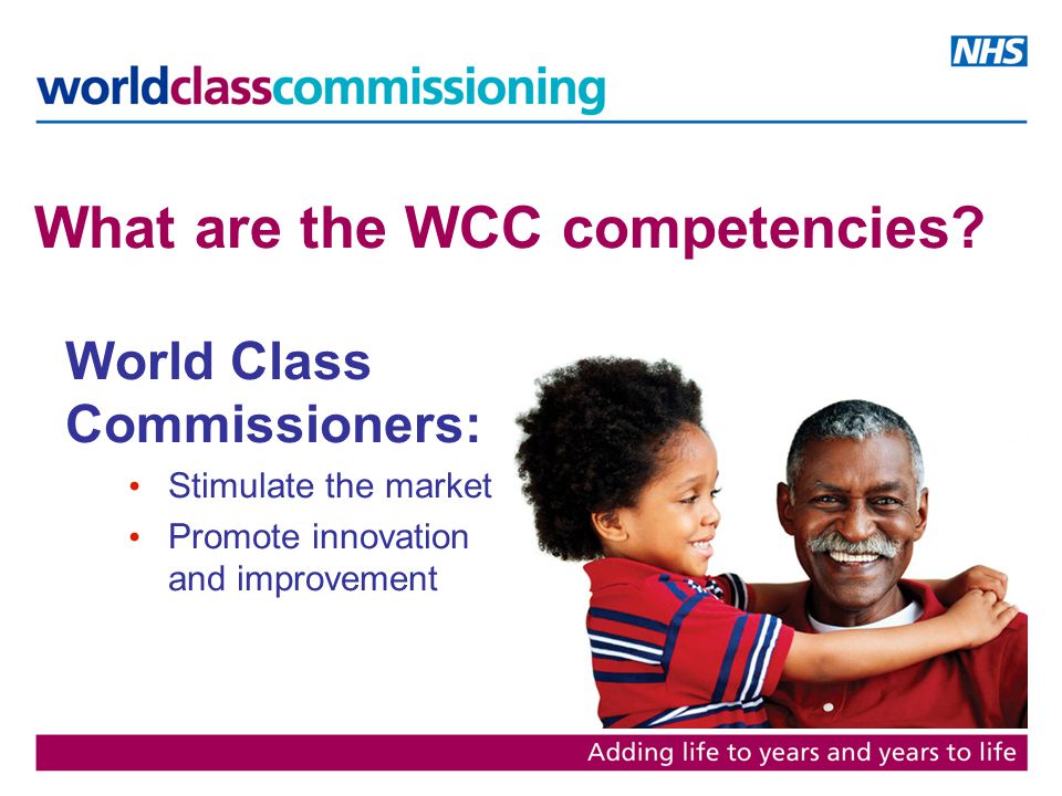 World Class Commissioners: Stimulate the market Promote innovation and improvement