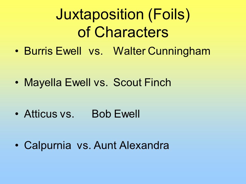 Juxtaposition (Foils) of Characters Burris Ewell vs.