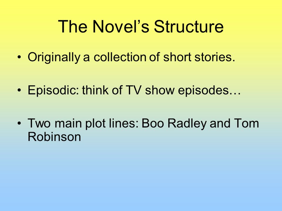 The Novel’s Structure Originally a collection of short stories.