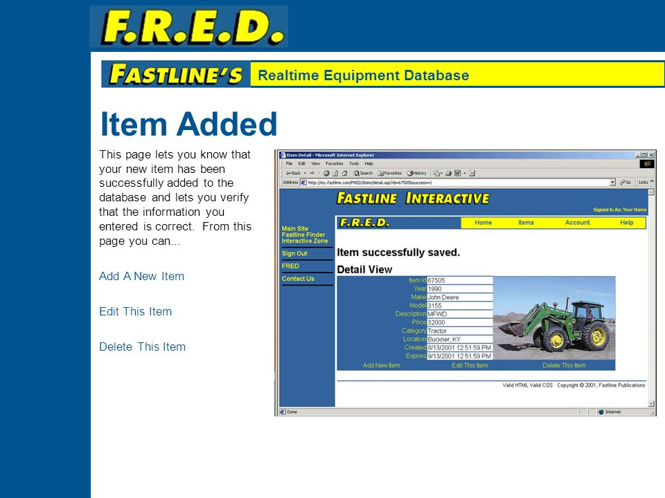 Realtime Equipment Database Select the location customers can contact to inquire about this item.