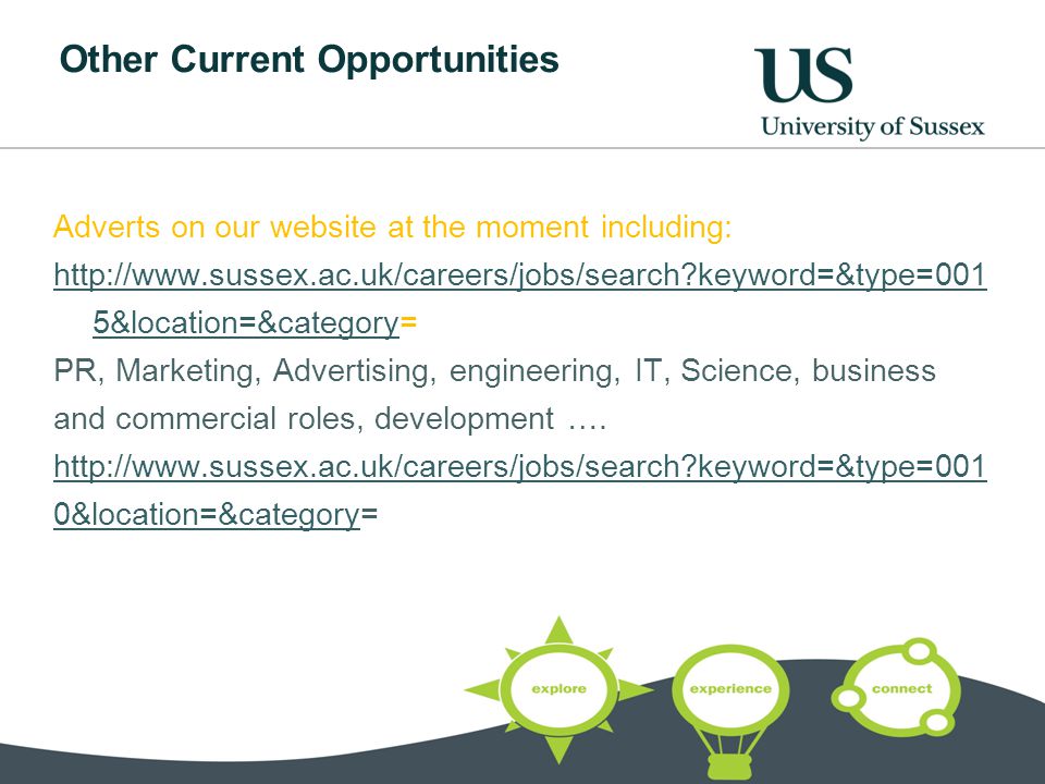 Other Current Opportunities Adverts on our website at the moment including:   keyword=&type=001 5&location=&categoryhttp://  keyword=&type=001 5&location=&category= PR, Marketing, Advertising, engineering, IT, Science, business and commercial roles, development ….