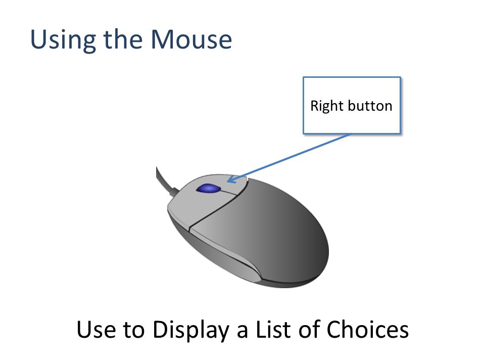 Using the Mouse Use to Display a List of Choices Right button