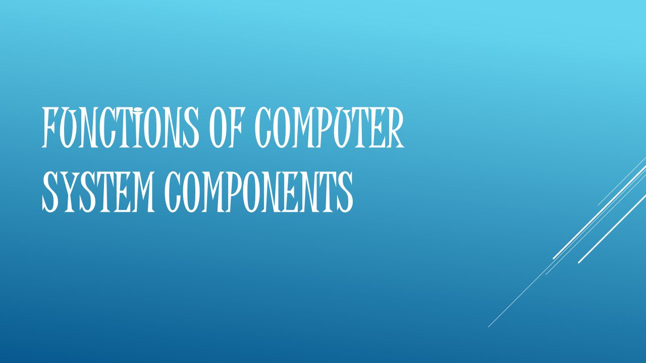 FUNCTIONS OF COMPUTER SYSTEM COMPONENTS