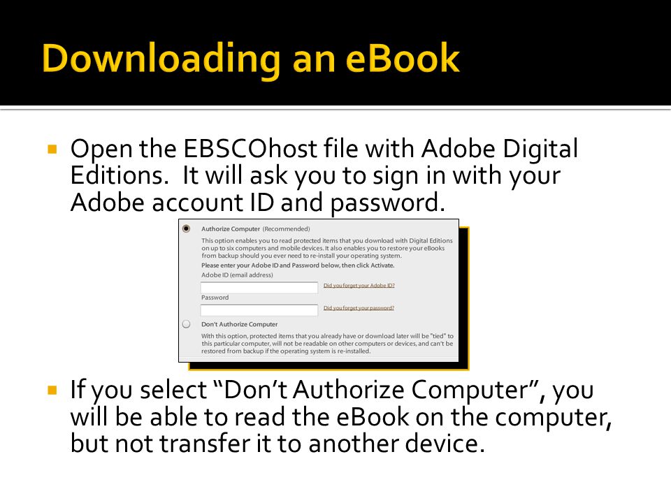  Open the EBSCOhost file with Adobe Digital Editions.