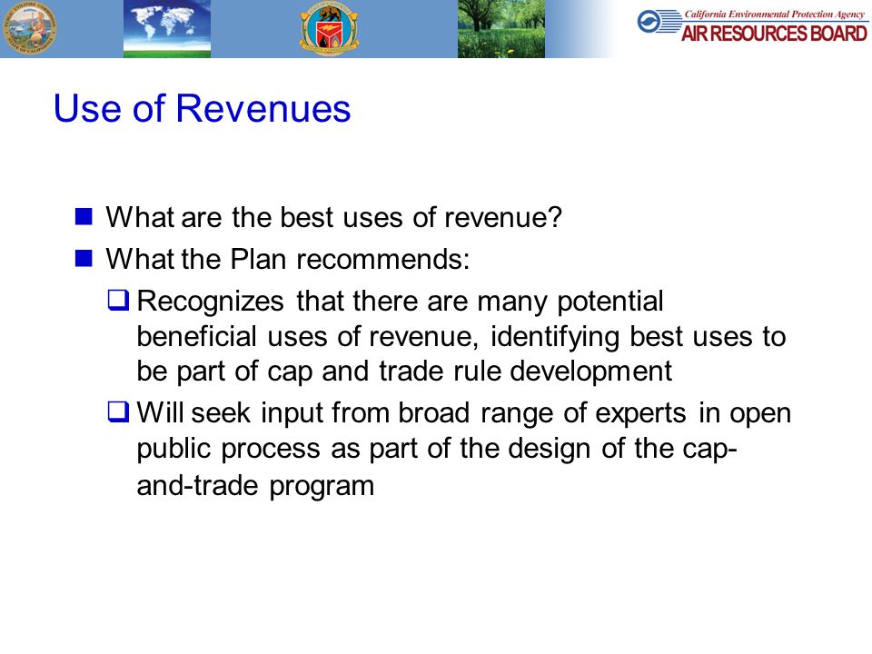 Use of Revenues What are the best uses of revenue.