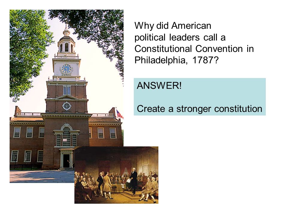 Why did American political leaders call a Constitutional Convention in Philadelphia, 1787.