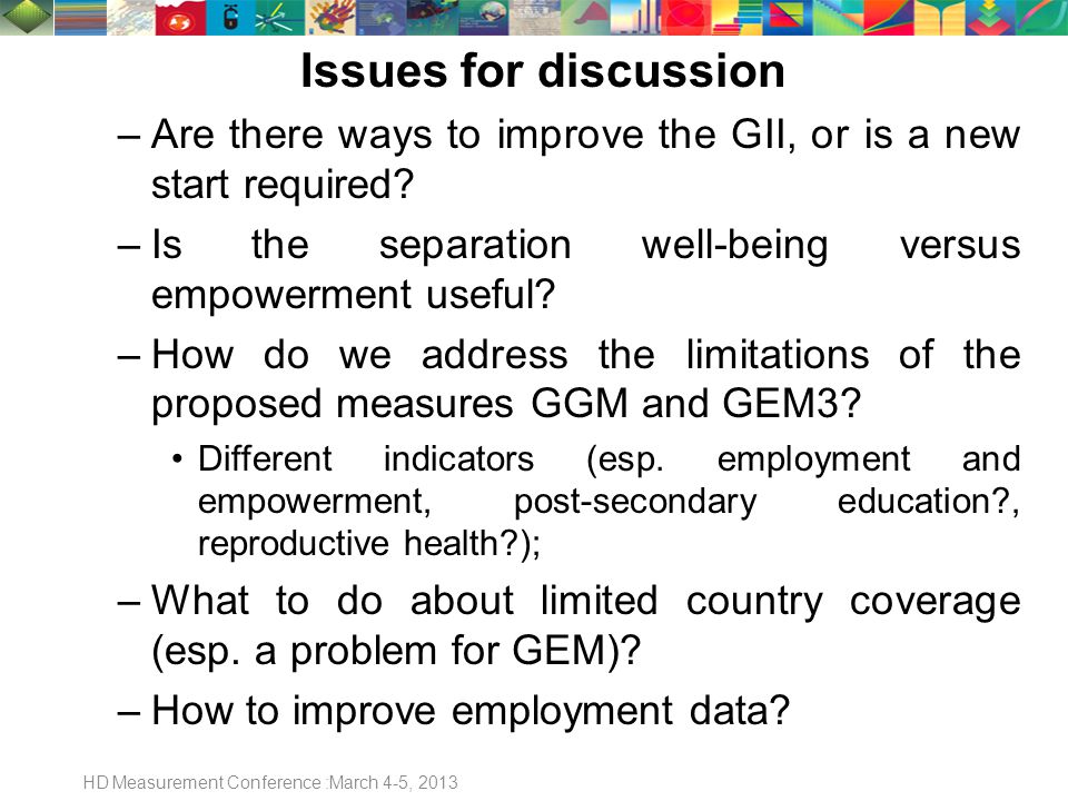 17 Issues for discussion –Are there ways to improve the GII, or is a new start required.