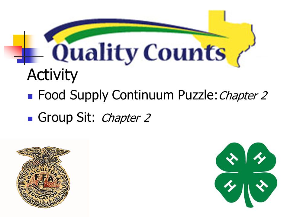 Activity Food Supply Continuum Puzzle: Chapter 2 Group Sit: Chapter 2
