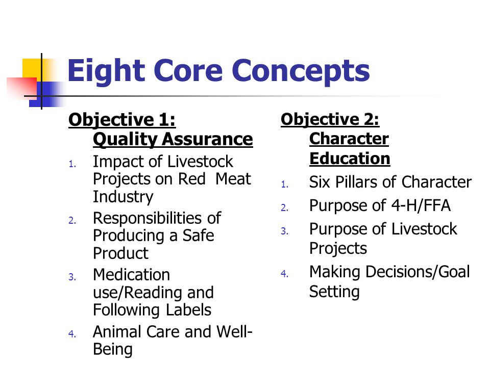 Eight Core Concepts Objective 1: Quality Assurance 1.