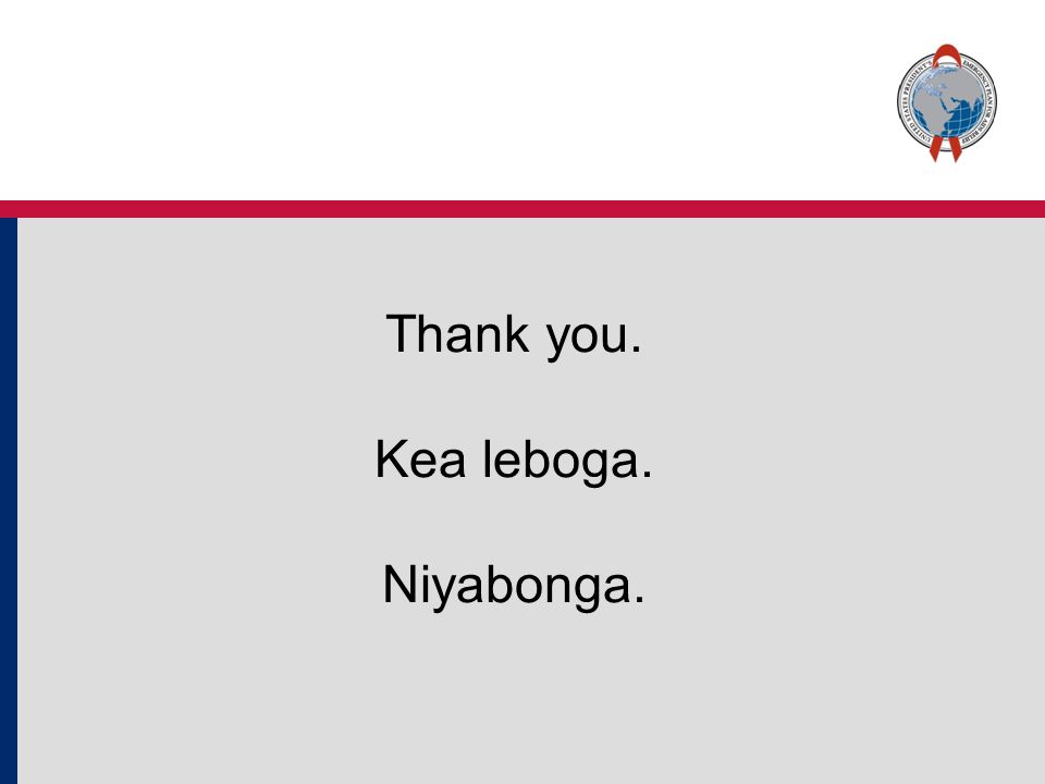 Thank you. Kea leboga. Niyabonga.