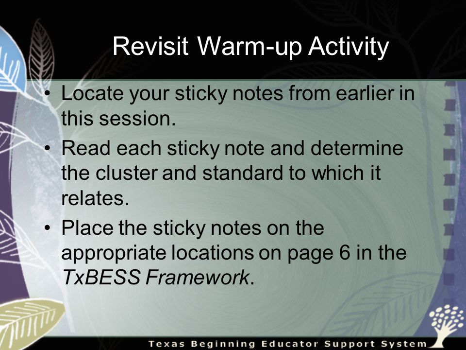 Locate your sticky notes from earlier in this session.