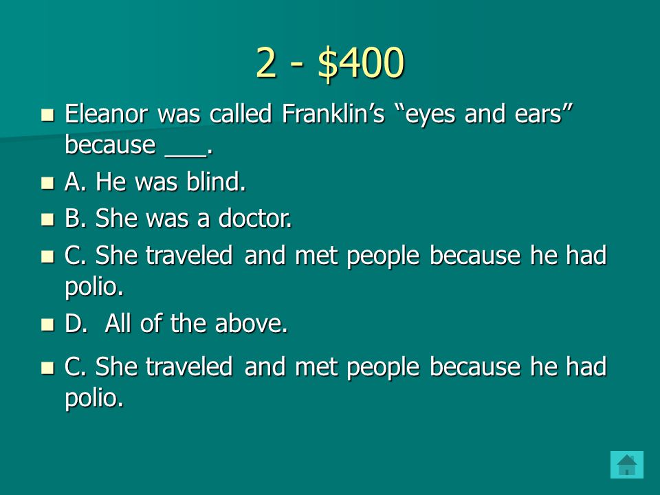 2 - $300 Eleanor started the __ shop to employ people.